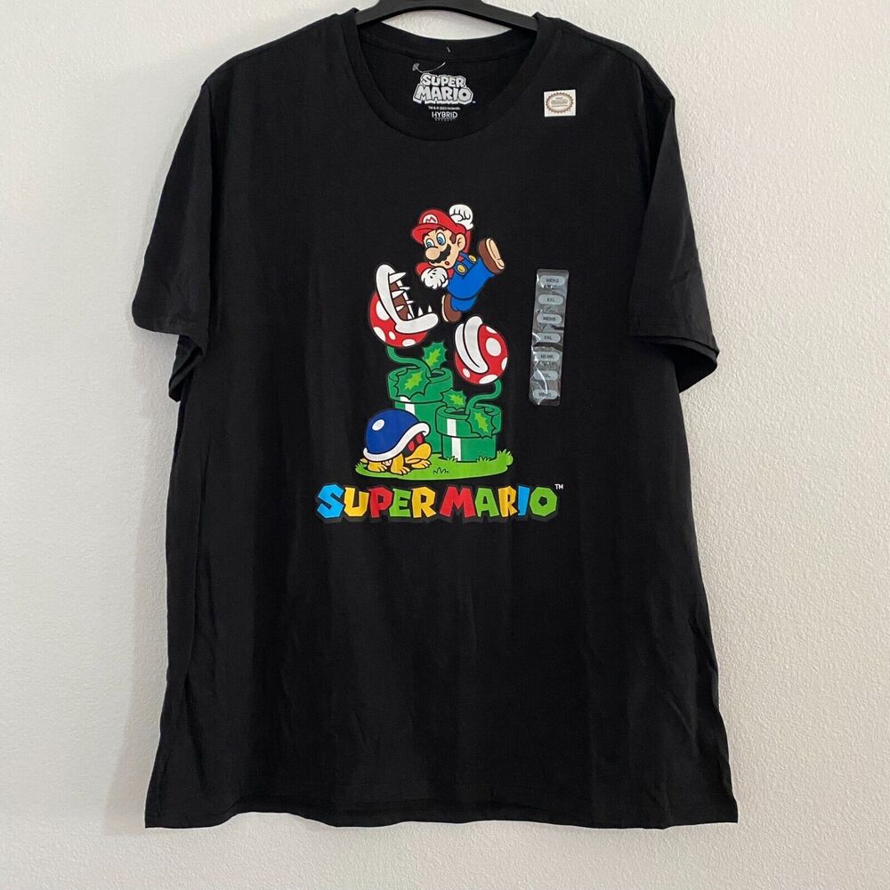 Hybrid apparel Super Mario T-shirt Size XXL Black Short Sleeve NWT